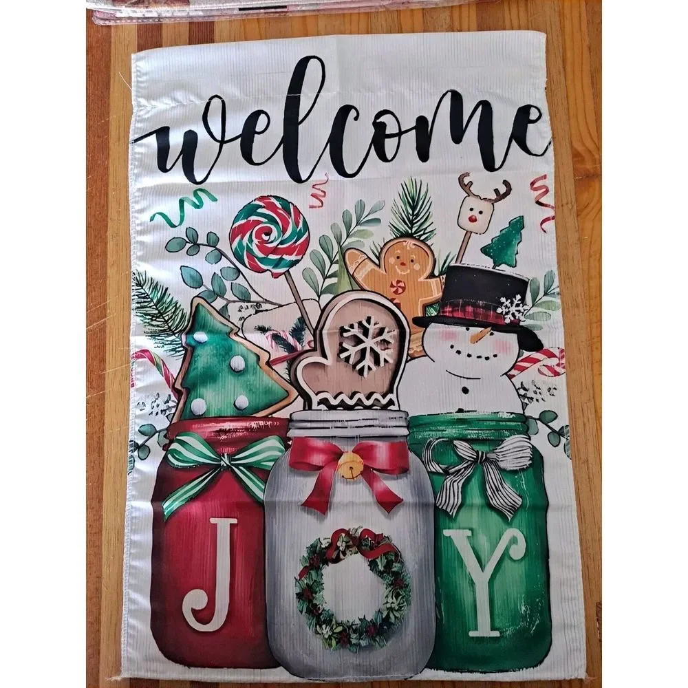 NEW Home & Garden 1pc Double Sided Welcome Christmas Joy‎ Garden Flag 12x18